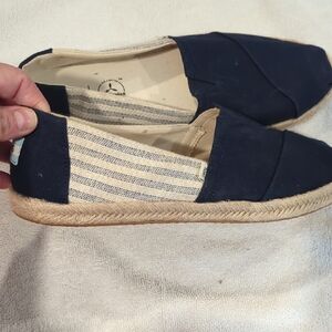Toms Navy and Cream Espadrilles